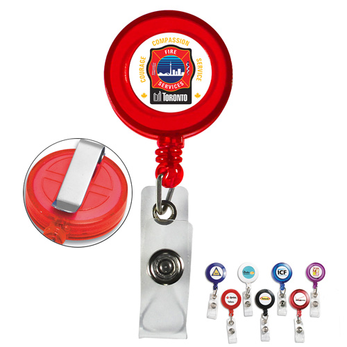 "Lorain VL" 30” Cord Round Retractable Badge Reel and Badge Holder with Metal Slip Clip Attachment